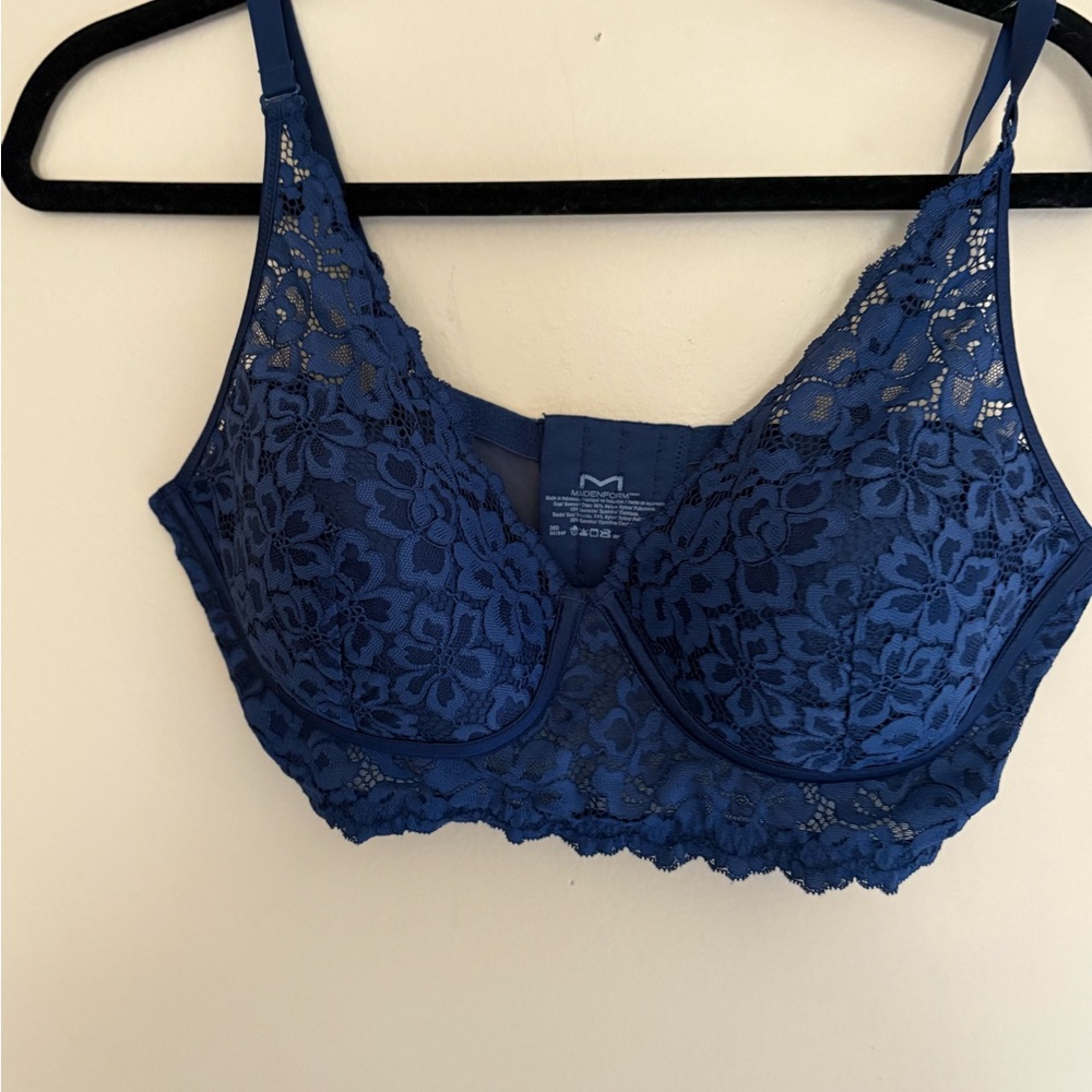 Maidenform Royal Blue Floral Lace Underwire Bra